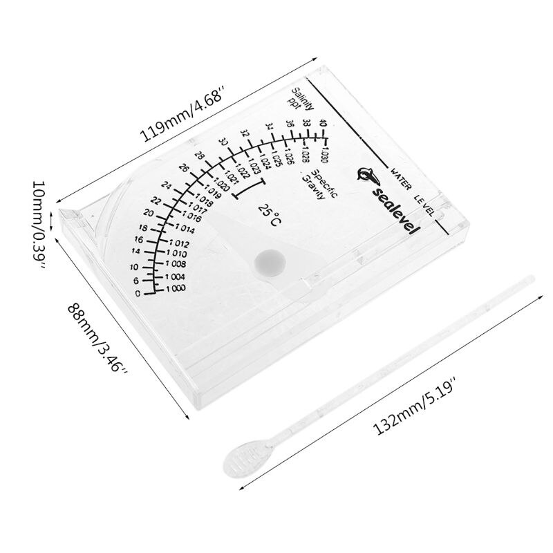 Akvarium marin havssaltvatten hydrometer automatisk saltvatten saltvattensaltmeter kvadratisk exakt salthalt 0-40