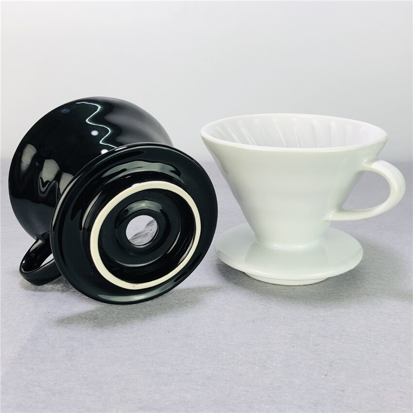 Ceramic Coffee Dripper Engine V60 Style Coffee Drip Filter Cup Permanent Pour Over Coffee Maker with Separate Stand for 1-4 Cups