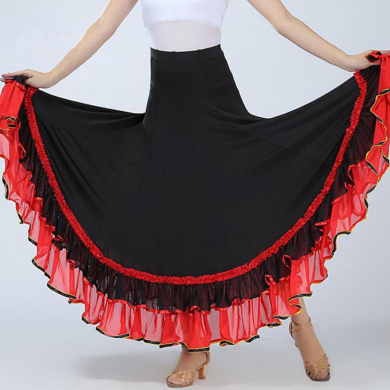 Moderne social flamenco dans spansk kjole firkantet scene performance stor swing nederdel: Rød