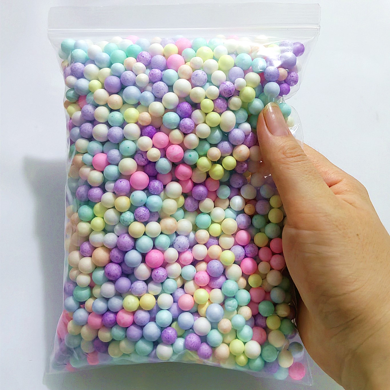 Mini perles de mousse colorées 6-8mm, boules de mousse multicolores, remplissage de polystyrène, boule à bulles, décoration de fête de mariage: Clair