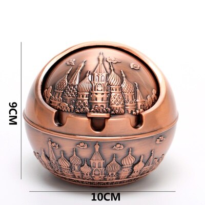 Creatieve Draagbare Legering Ronde Bal Asbak Auto Asbak Mini Asbak Relief Stamped Patroon Cadeau voor Outdoor Indoor: 4