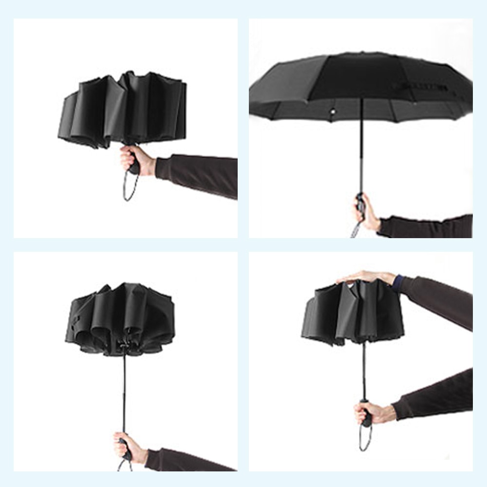 10 Bones Wind Resistant Automatic Umbrella Women Men Black Coating Rain Parasol Compact Large Foldable Umbrella Travel Business