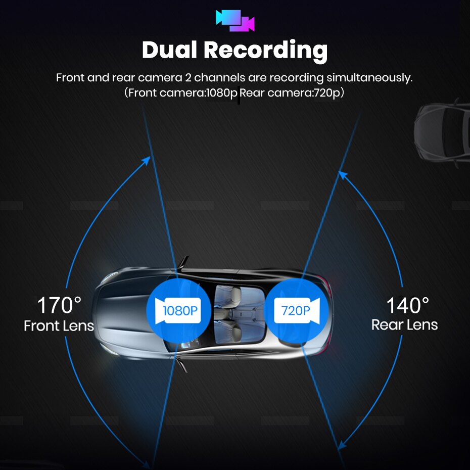 Car DVR 1080P FHD Full Touch Screen Dash Cam Car Camera Wide Angle Video Recorder Dual Lens Night Vision Monitor Registrator Car