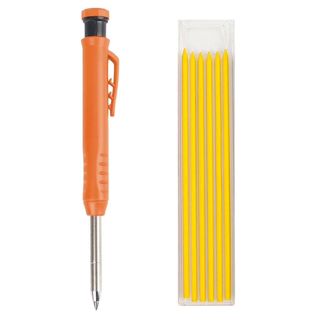 Solid Carpenter Pencil Set with Refill Leads Built-in Sharpener Deep Hole Mechanical Pencil Marker Tool Woodworking Marker Set: A5