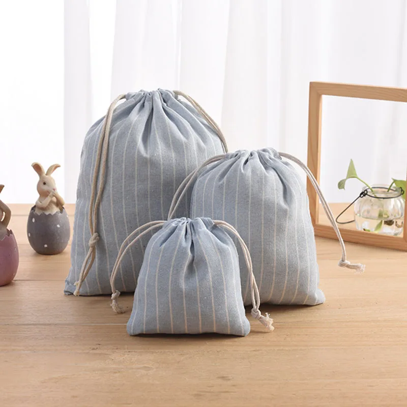 Bomullsposer med snor til bryllup, jul, diy-pakke, små, enkle poser, støvtette oppbevaringsposer til hjemmet