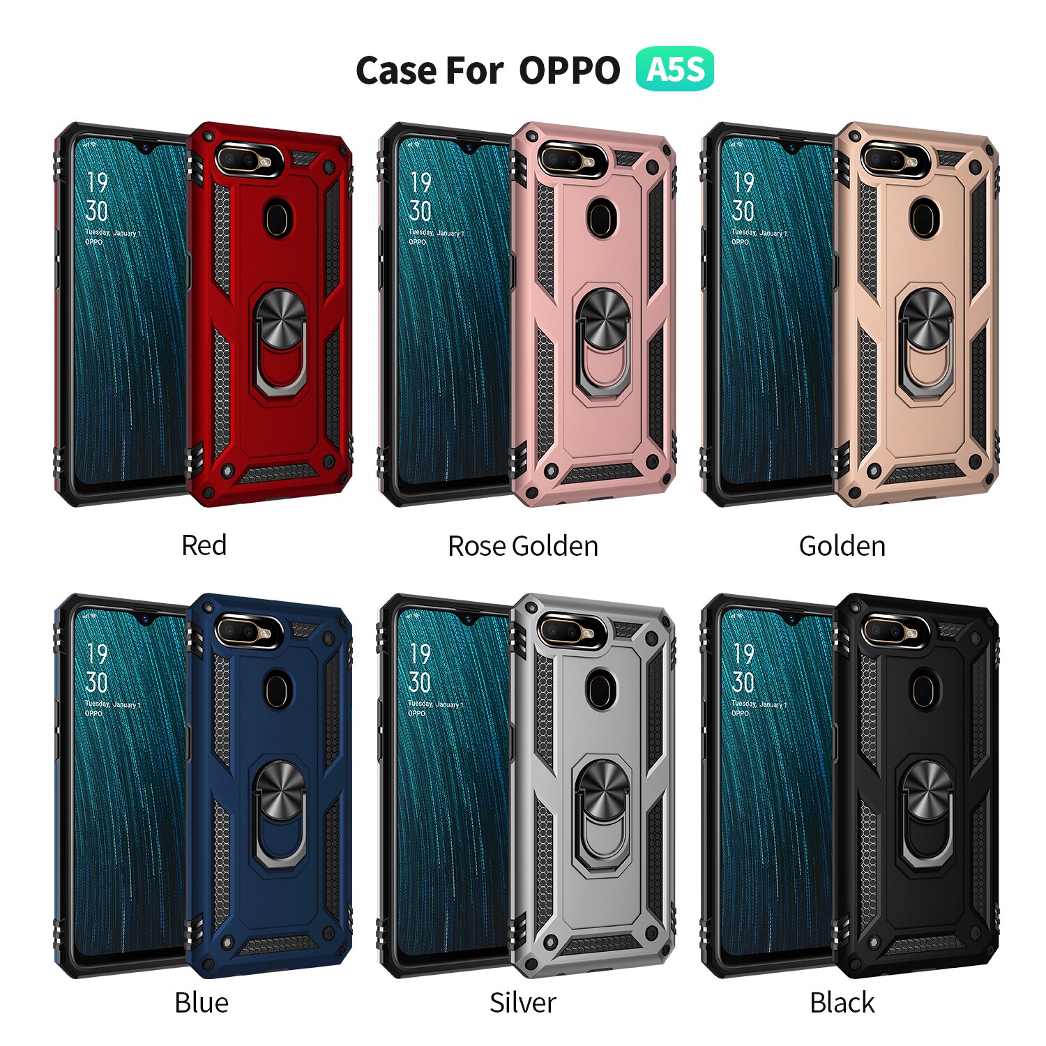 OPPO A5S Case Heavy Duty Tough Rugged Armor Case Kickstand Shockproof Case For OPPO A5S CPH1909 A 5S OPPOA5S OPPO AX5S