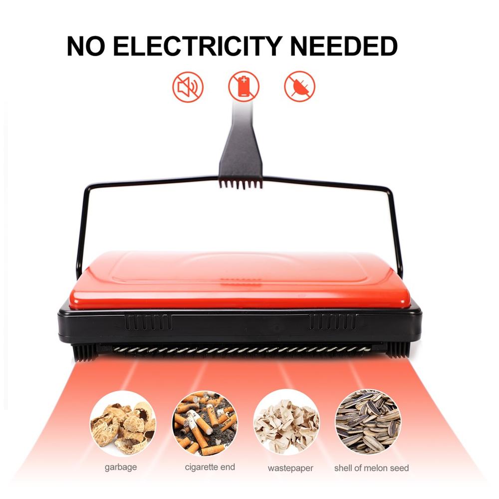 Escoba automática de empuje manual para limpieza del hogar, barredora de suelos y alfombras para oficina, limpiador de restos de polvo con cepillo, Cleanhome