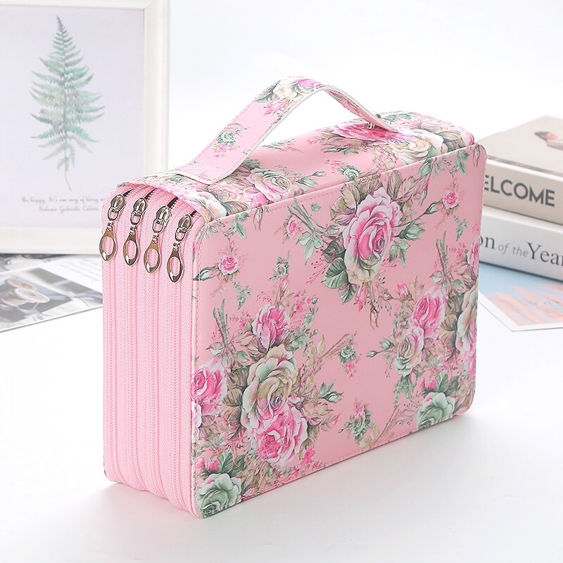 200 Slot Etui School Penal Voor Meisje Jongen Pencilcase Grote Capaciteit Pen Box Briefpapier Tas Kit Grote Pencilfolder Pouch gaten: Pink