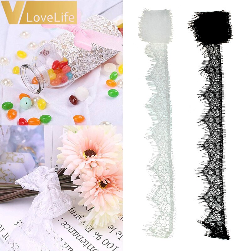118" Lace Fabric Trim DIY Ribbon White Black Trim Embroidered For Sewing Decoration African Lace Fabric Beautiful