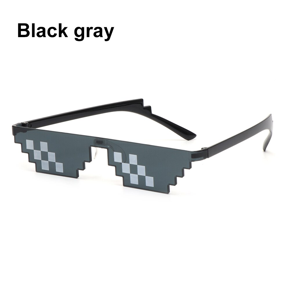 Funny Mosaic Sunglasses, Thug Life Sunglasses, Retro Gamer Robot Sunglasses Birthday Party Cosplay Favors for Men &amp; Women: Black gray