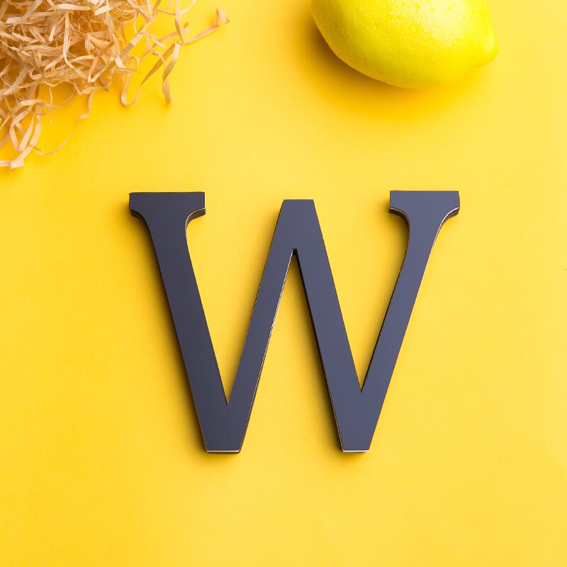 Zwart Engels Letters 3D Spiegel Muurstickers Home Decor Voor Woonkamer Slaapkamer Behang Peel &amp; Stok Spiegel Acryl Poster: W