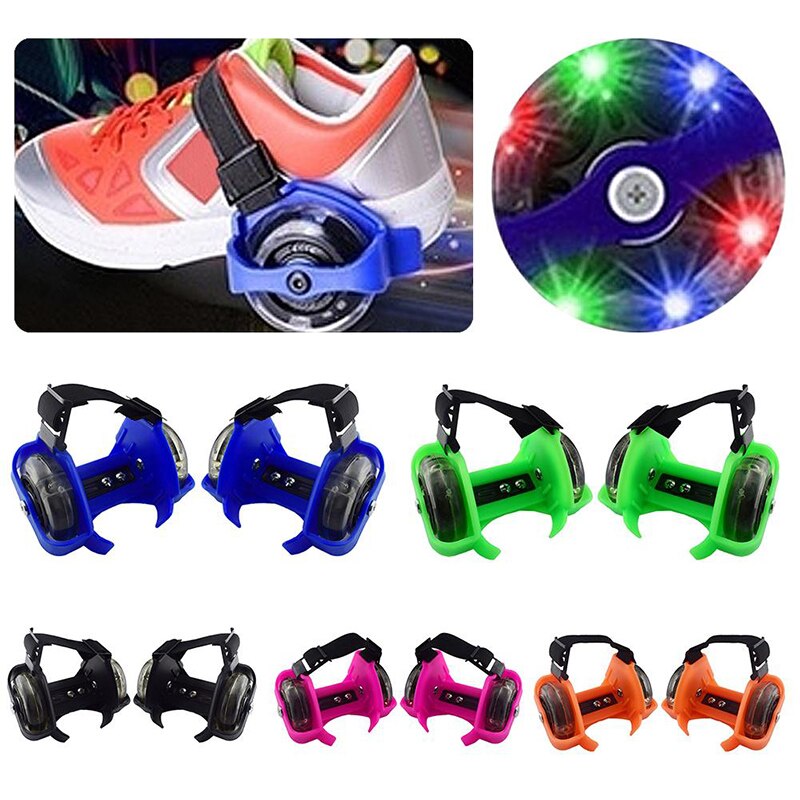 Ruedas de tacón de dos ruedas, patines ajustables, zapatos de ruedas luminosos Tricolor de PVC para niños BHD2