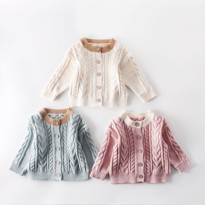 Kids Baby Meisje Trui Effen Gebreide Herfst Winter Kids Kleding Baby Meisje Jongen Trui Tops Knited Jas Jas Uitloper 0-3Y