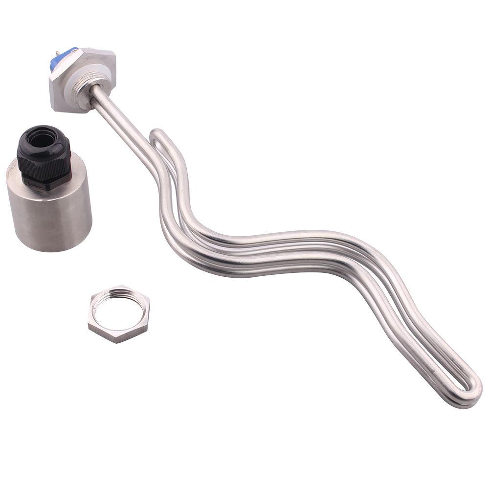 AIICIOO 1"NPT Screw-in Type Heater Folded Ripple Heating Element with Stainless Steel Housing 240v 5500w: with locknut