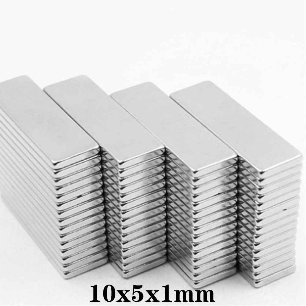 20 ~ 1000 Stuks 10X5X1 Zeldzame Aarde Magneet Dikte 1Mm Kleine Rechthoekige Blok Magneten 10X5X1Mm Permanente Neodymium Magnetische 10*5*1