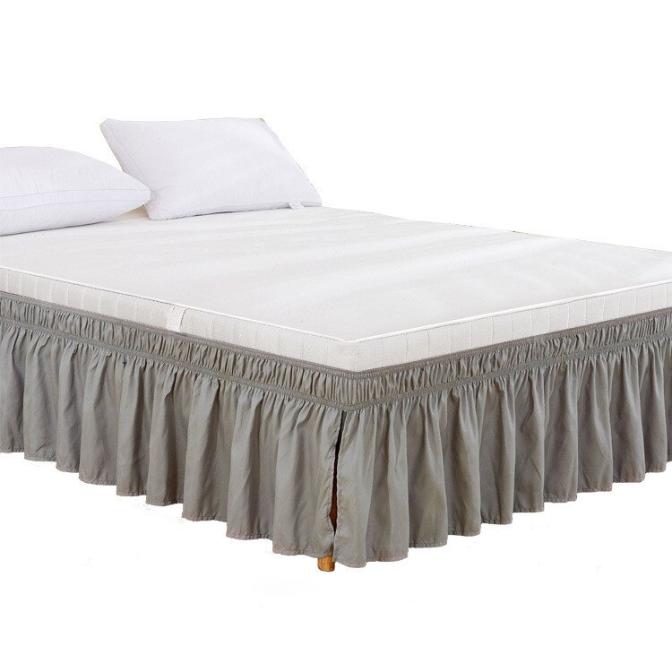 Jupe de lit plissée élastique, à volants, facile à enlever, résistant à la décoloration, couleur unie, d'hôtel: C