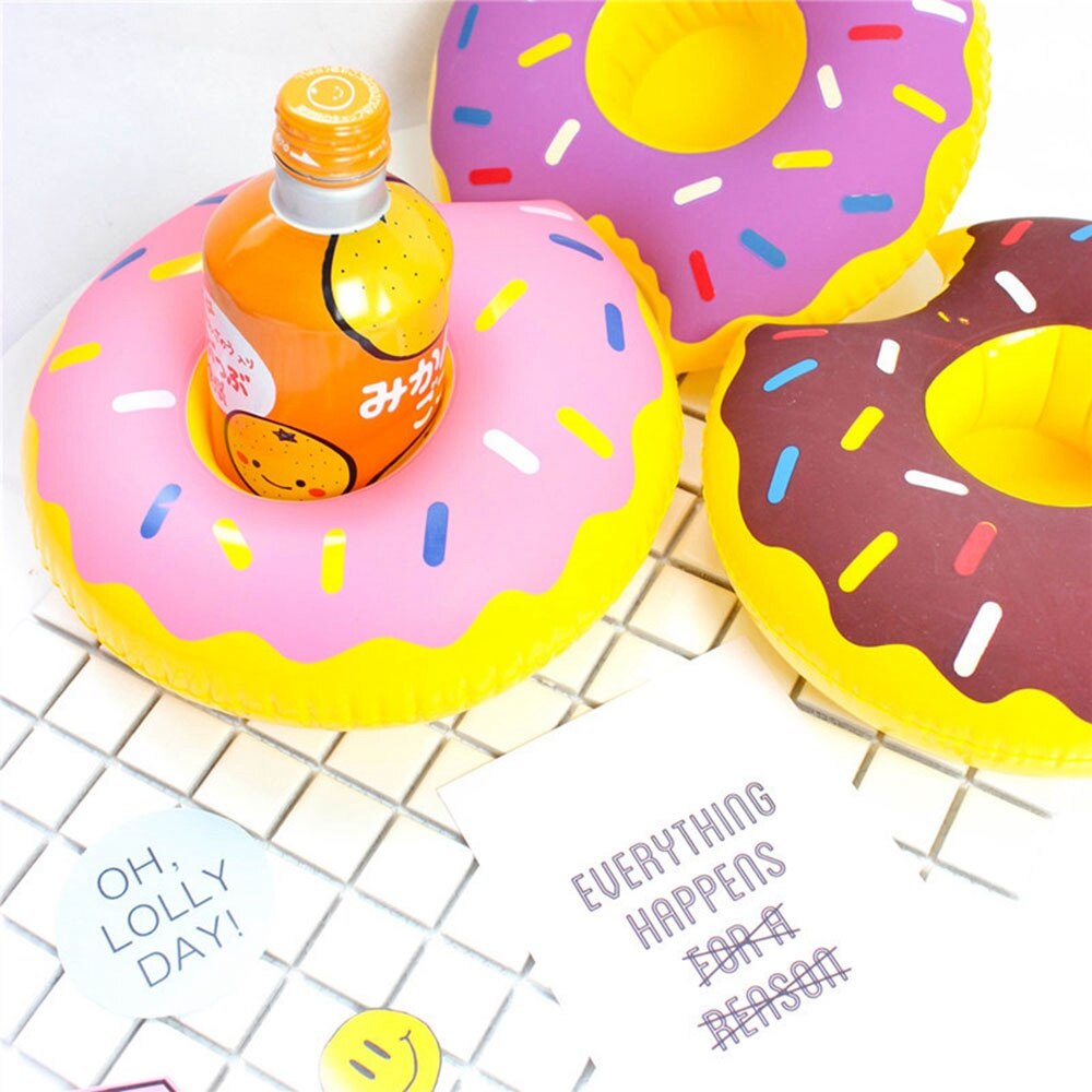 Coaster Inflatable PVC Donut Lemon Watermelon Pineapple Crab Love Cup Holder Inflatable Water Floating Cup Holder