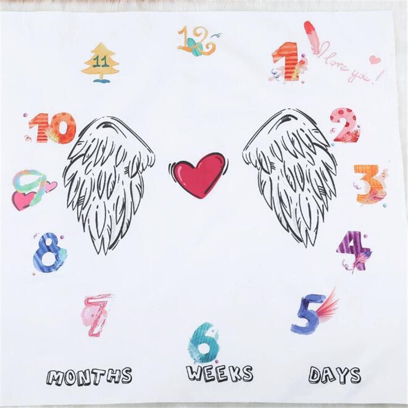 Baby Baby Milestone Deken Foto Fotografie Prop Dekens Achtergrond Doek Kalender Bebe Jongen Meisje Foto Accessoires 100X100 Cm: BPP08