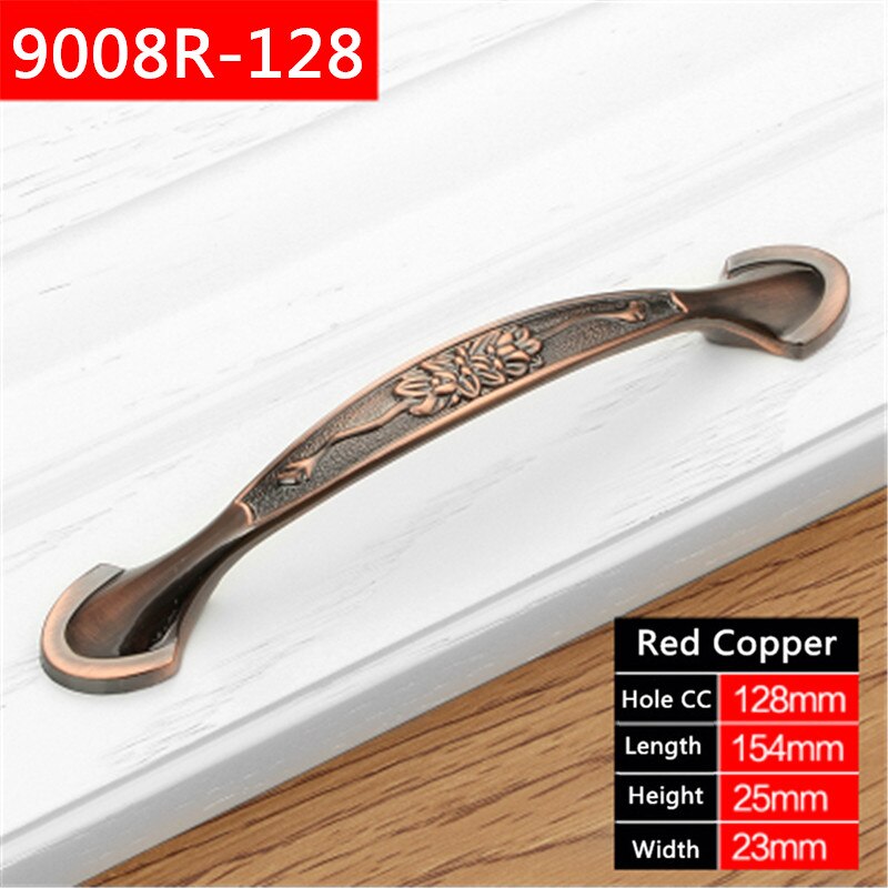 Maçanetas para armários e móveis, puxadores de gaveta para armários, máquinas de bronze e cobre vermelho: 9008R-128