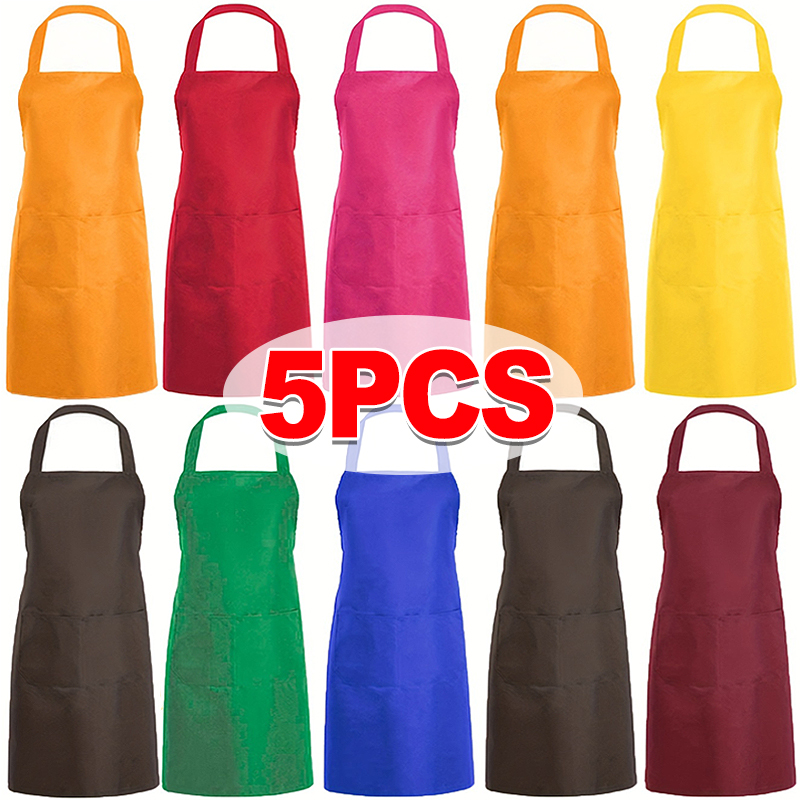 Delantal con pechera para Chef con bolsillos, correa para el cuello, delantales de tela para cocinar, manualidades, limpieza del hogar, Chef para hombres y mujeres, lavable a máquina