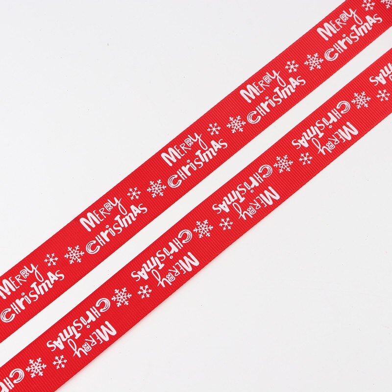 5 meter 25mm brede grosgrain kerstlinten rood groen bedrukt wit sneeuwvlok grosgrain lint linten kerstversiering: Vrolijk rood / 5 meter