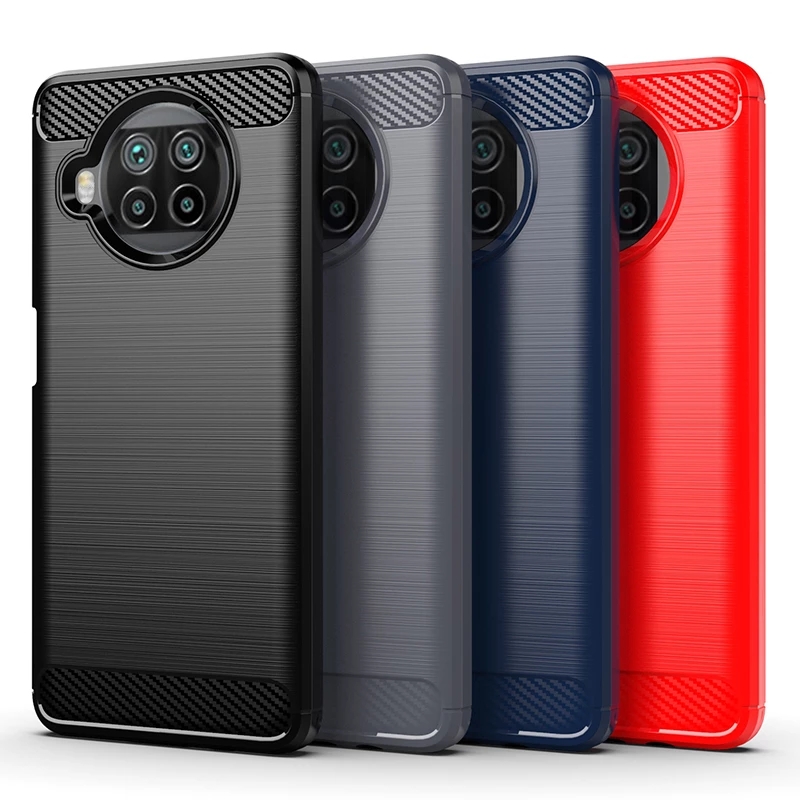 For Xiaomi Redmi Note 9T 5G Case Cover Shockproof Bumper Carbon Fiber Soft Silicone Phone Back Cover Redmi Note 9 T Pro 9T Case: aluminum / Red