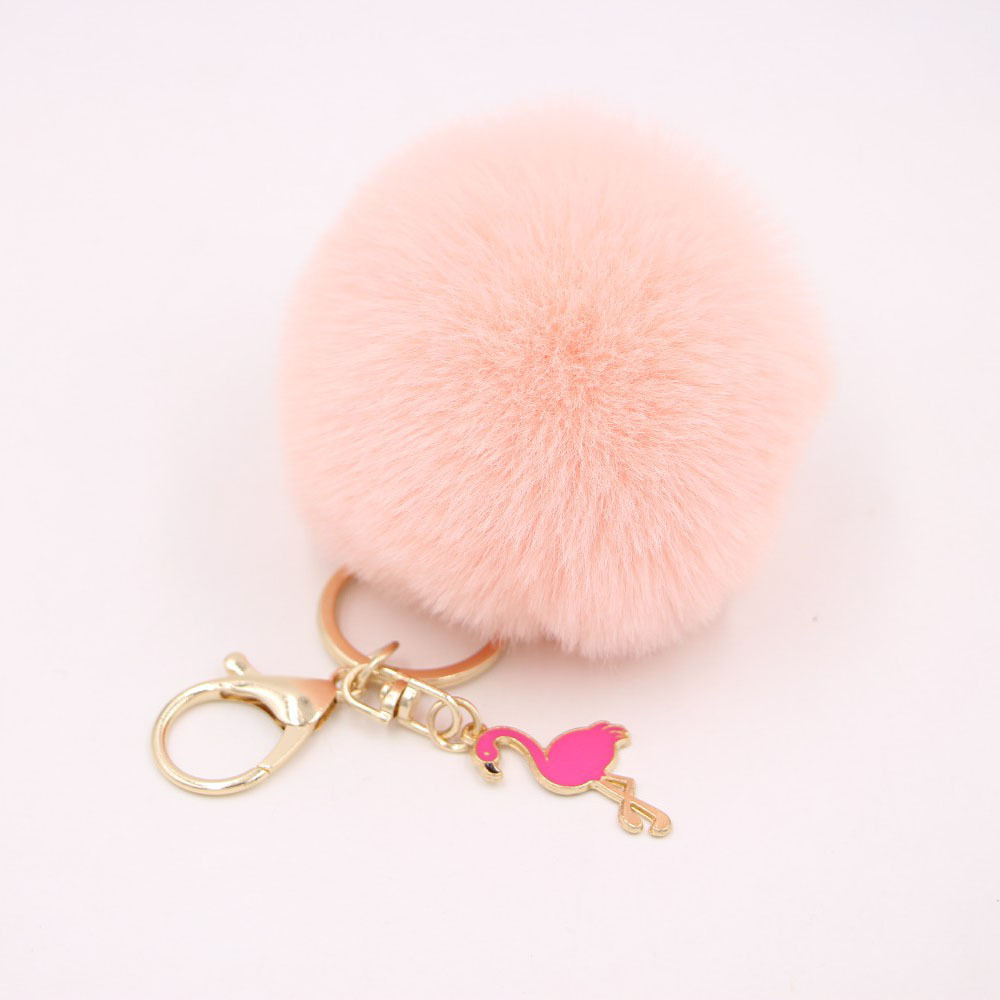 Porte-clés pompon moelleux, porte-clés flamant rose, couronne en peluche, joli porte-clés beurre en peluche, ornement pendentif pour sac à main, rose