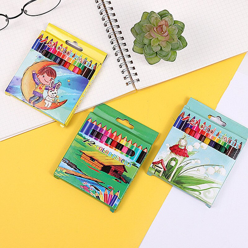 Cartoon 12 Stks/doos Kleur Potloden Kinderen Graffiti Schilderen Pen Voor Kinderen Volwassen Diy Coloring Potloden School Craft Supply: 3.4inch12