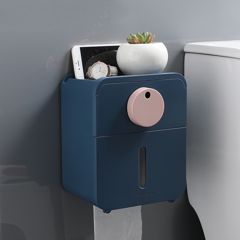 Double-layer Toilet Paper Holder Roll Paper Tube Storage Box Waterproof Wall-mounted Toilet Paper Holder Bathroom Supplies