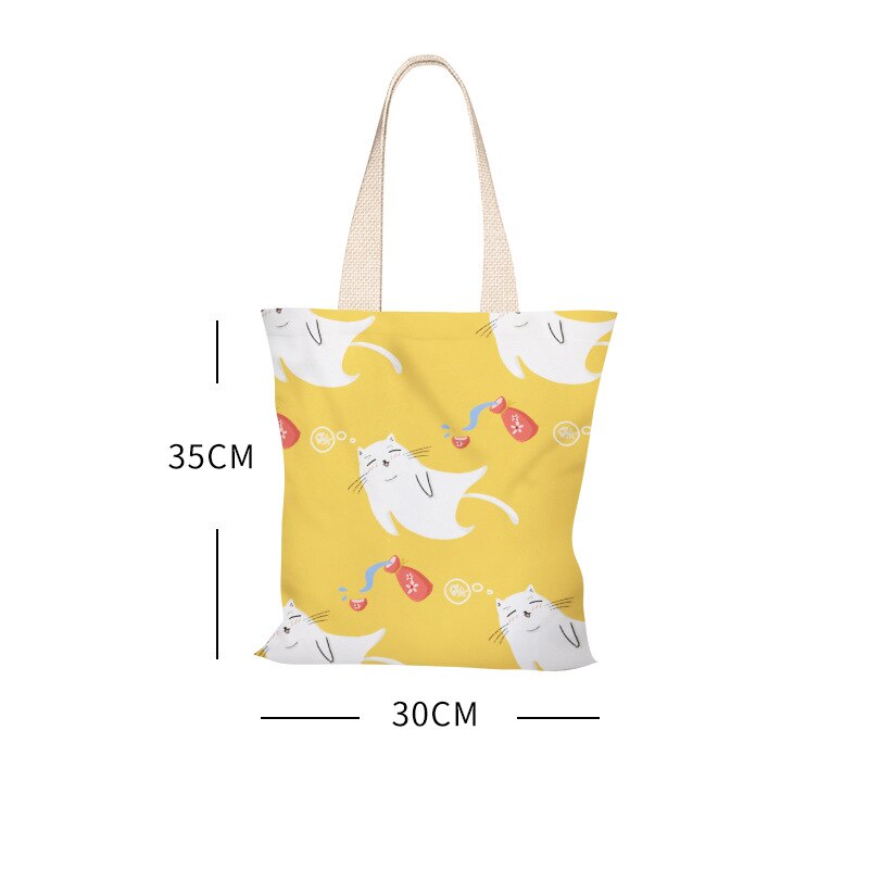 Japońskie małe świeże płótno damska torba na ramię kreskówka słodki kociak dużego ciężaru torba płócienna torba studencka płócienna torba