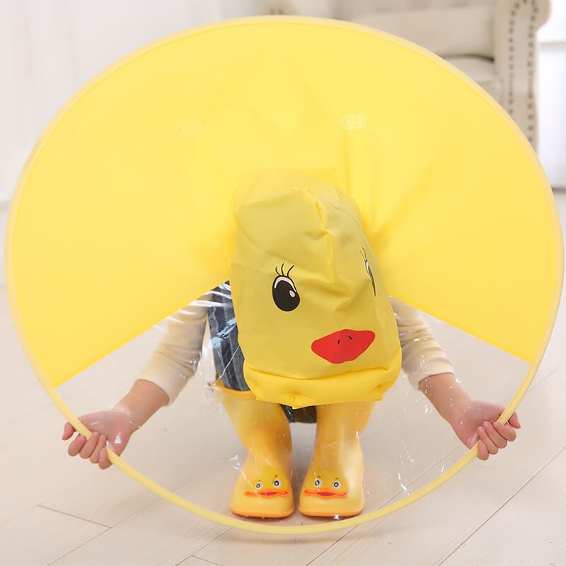Ufo børn paraplyer sød gul ænder regnbetræk vandtæt til børn paraply uden paraply håndtag baby paraply cap