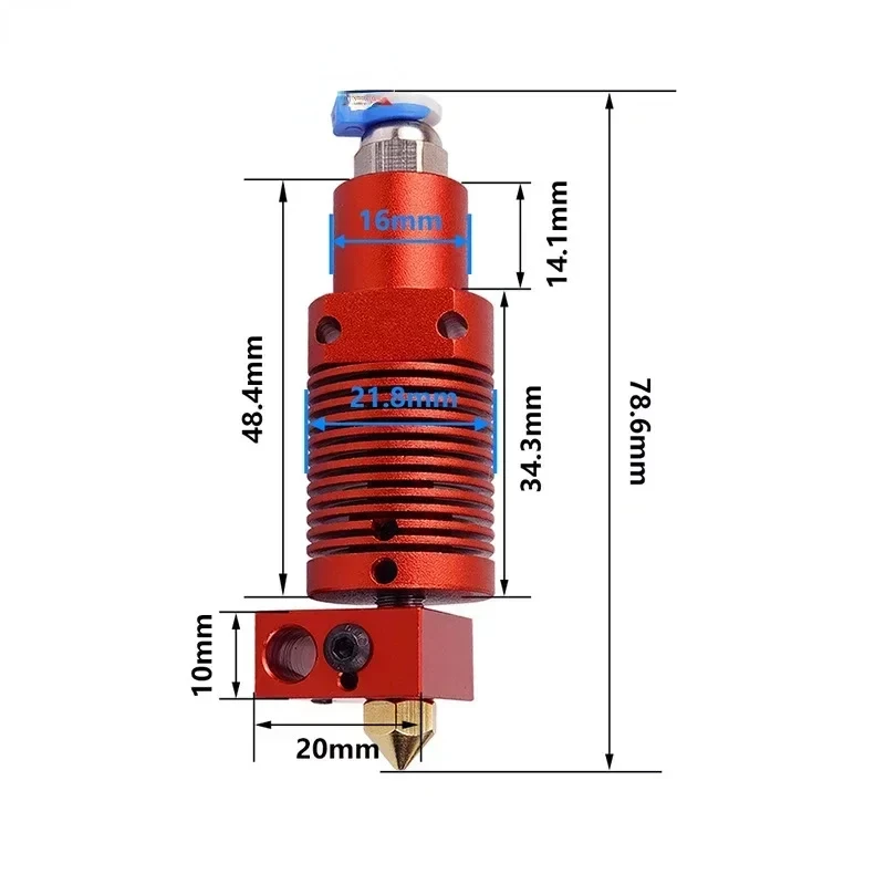Creality CR-10S/Pro CR-10 MAX CR-10S pro V2 Upgrade-Hotend-Kit – verschleißfeste Messing-Düse mit 0,4 mm Durchmesser für 3D-Drucker