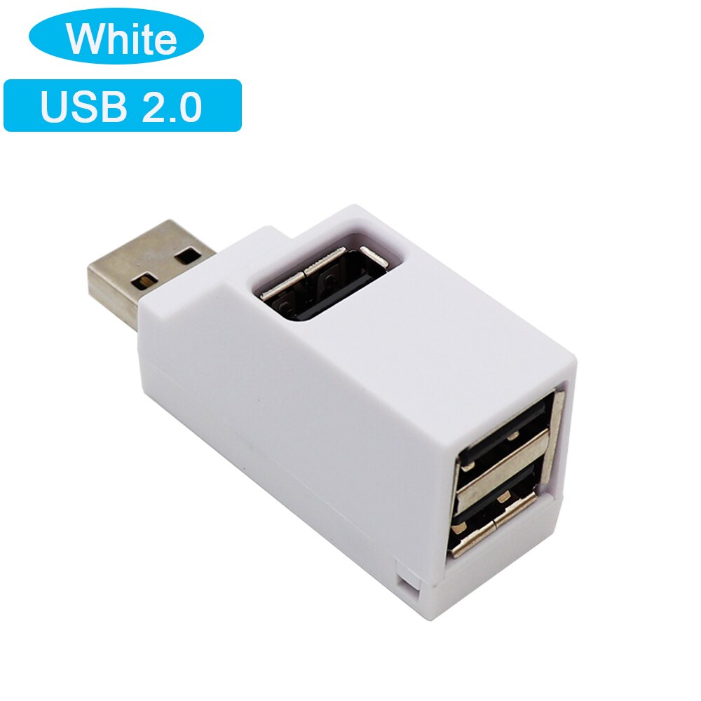 High Speed Usb 3.0 Hub Adapter Extender Mini 3 Port Hub Splitter Box Voor Pc Laptop Macbook Mobiele Telefoon U disk Reader: USB 2.0 Hub White