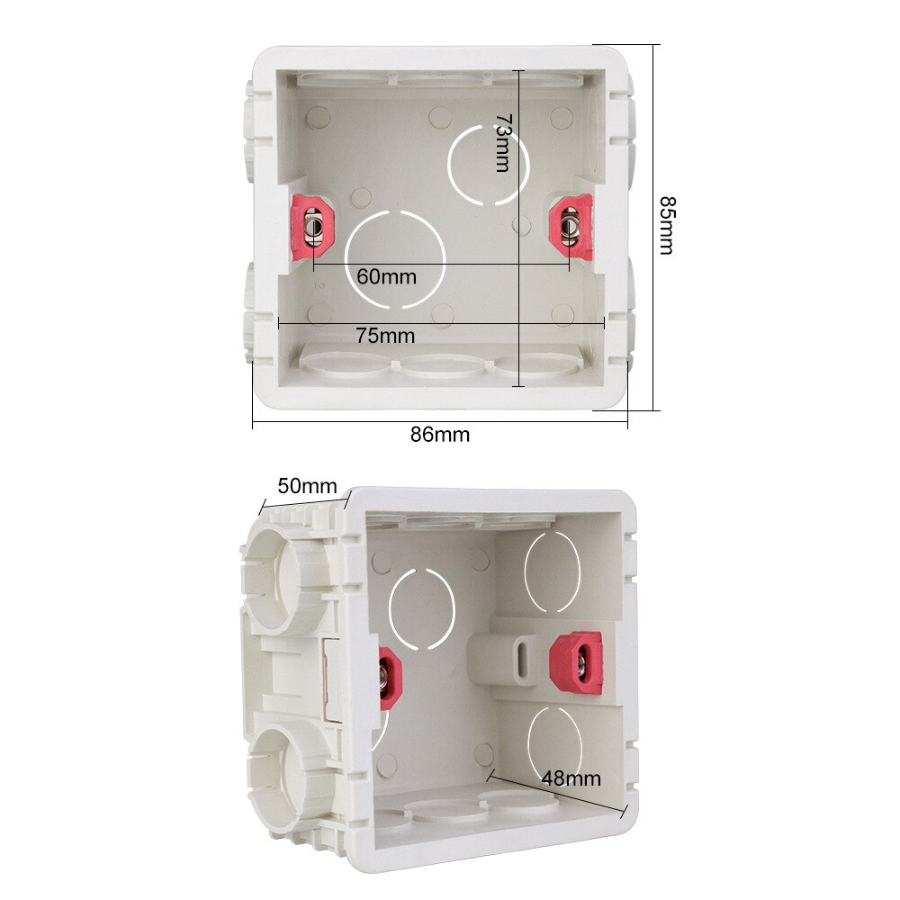 86 Type Mounting Box Splicing Adjustable Cassette Switch And Socket Box Wall Box Red/White Internal Cassette Easy Installation