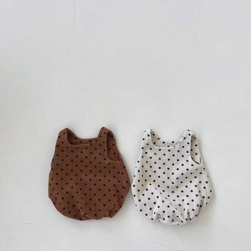 9479c roupas de bebê recém-nascido infantil polka-dot veludo sem mangas macacão primavera bebê menino colete macacão da criança uma peça