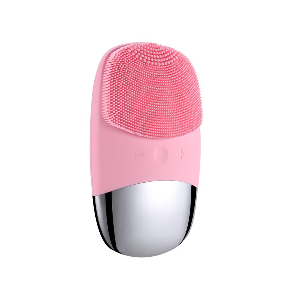 Elektrische Gezichtsreiniging Borstel Siliconen Sonic Gezicht Cleaner Motor Ultra Sonic Reiniging Intelligente Gezichtsreiniging Massage Tool: Roze