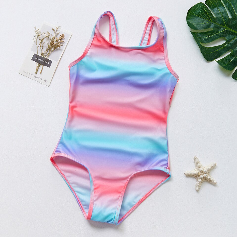 Toddler Baby Kids Girls Stripe Rainbow Swimwear Swimsuit Beach Romper Clothes baby swimwear child summer swimwear kids girl