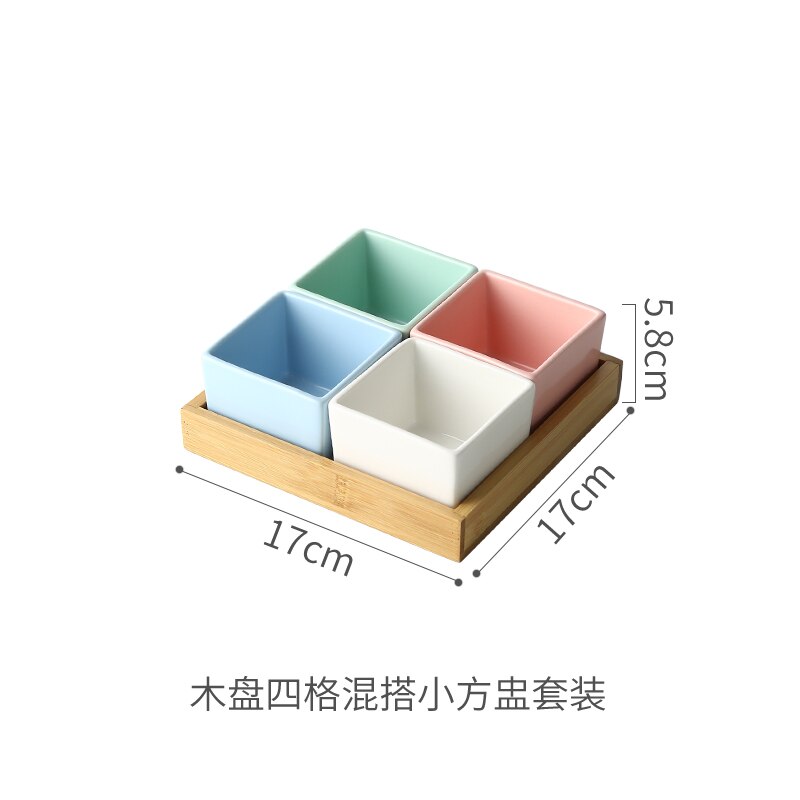 Ceramic Snack Platter Solid Color Dessert Bowl Japanese Taste Dish Home Desktop Dried Fruit Tableware Combination: D6--4 piece set