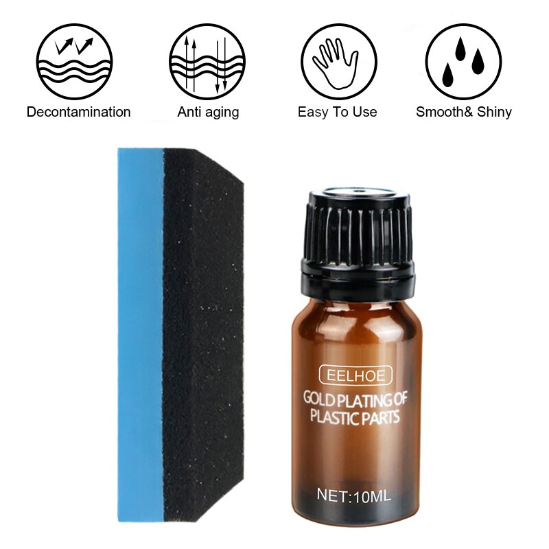 Pâte de revêtement avec éponge 10ml, Agent de rénovation de pièces en plastique de voiture, nettoyant d&#39;entretien pour tableau de bord de voiture