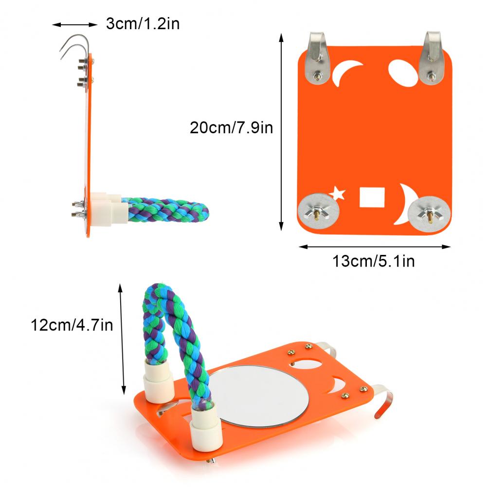 SALES Bird Mirror Swing Parrot Cage Toy with Rope Perch for Parakeet Cockatoo Cockatiel Conure Lovebirds Finch Cana