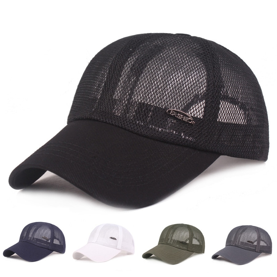 Heren mesh pet lente zomer zonnepet dames ademende baseball pet effen verstelbare trucker pet heren dames zonnehoed