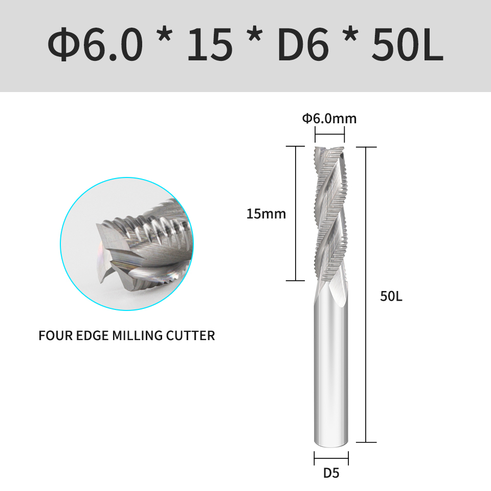 Vack HRC55 Voorbewerken End Mill Carbide 3 Fluiten Voor Staal Ijzer Aluminium Acryl Hout Frees 6 10 12Mm cnc Frezen: 5.5MM