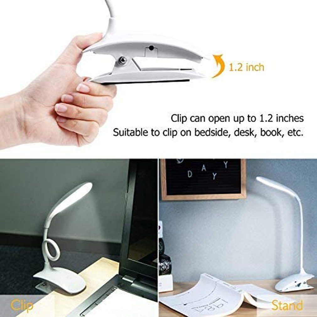 USB Charging Long Arm Folding Clip Lamp Reading Eye Protection Lamp With Touch Panel Chargeable Light