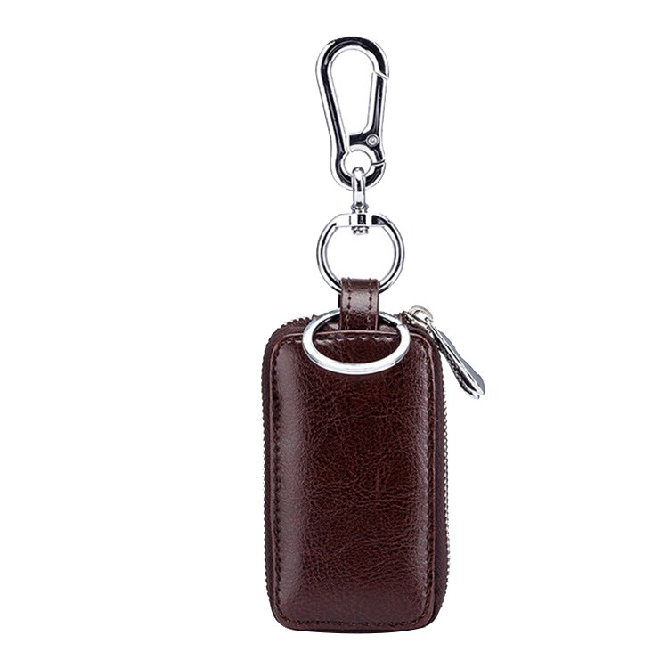 Leather Home Double Pocket Zipper Mini Wallet Keychain Transparent