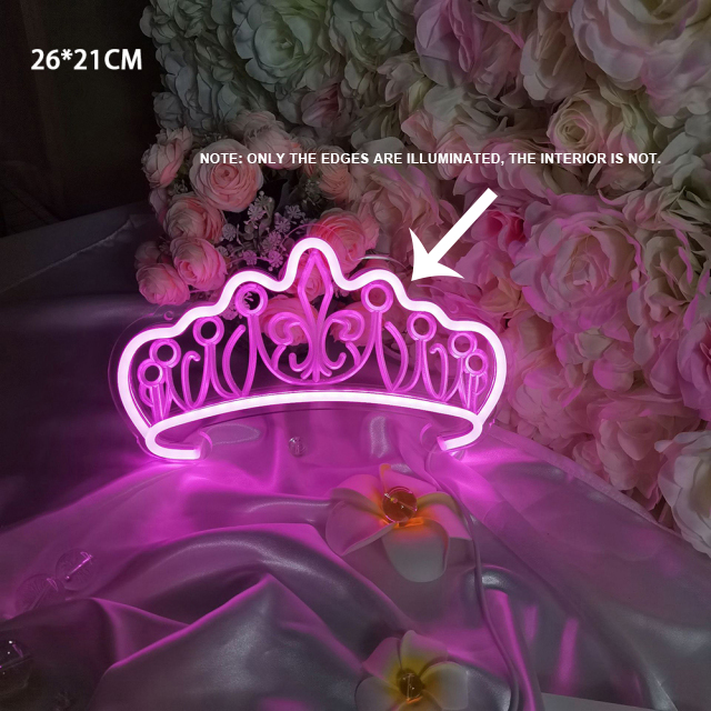 Regenboog Vlinder Kroon Light Sign Usb Powered Kleurrijke Dimbare Schakelaar Led Neon Teken Voor Slaapkamer Shop Bar Aanmelden Party Decoratie: Crown