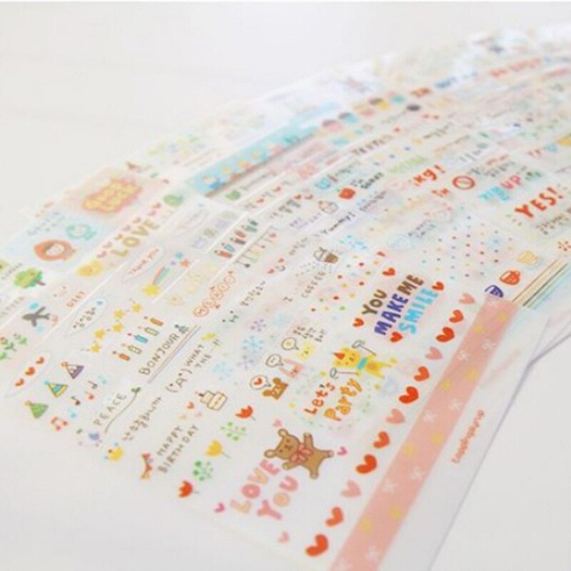 6 Sheets/set Cute Lovely Paper Stickers for Phone Stickers For Decoration Cartoon Stickers