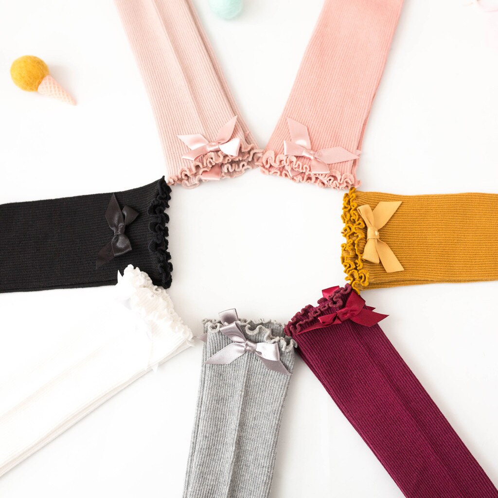 Kids Socks Toddler Baby Girls Boys Solid Anti-Slip Knitted Long Socks Knee Socks Winter Autumn Princess Girls Cotton Socks C810#