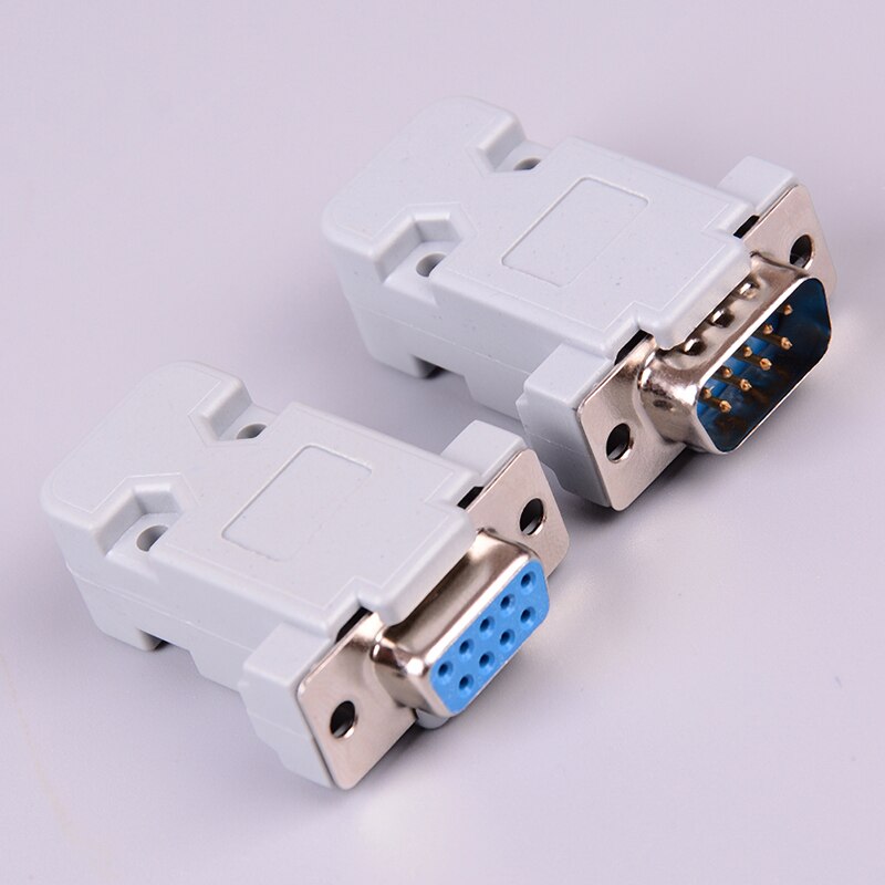 2 conectores de puerto serie RS232 DB9 conector de clavija de plástico con carcasa de Enchufe macho hembra 9 pines adaptador de enchufe COM