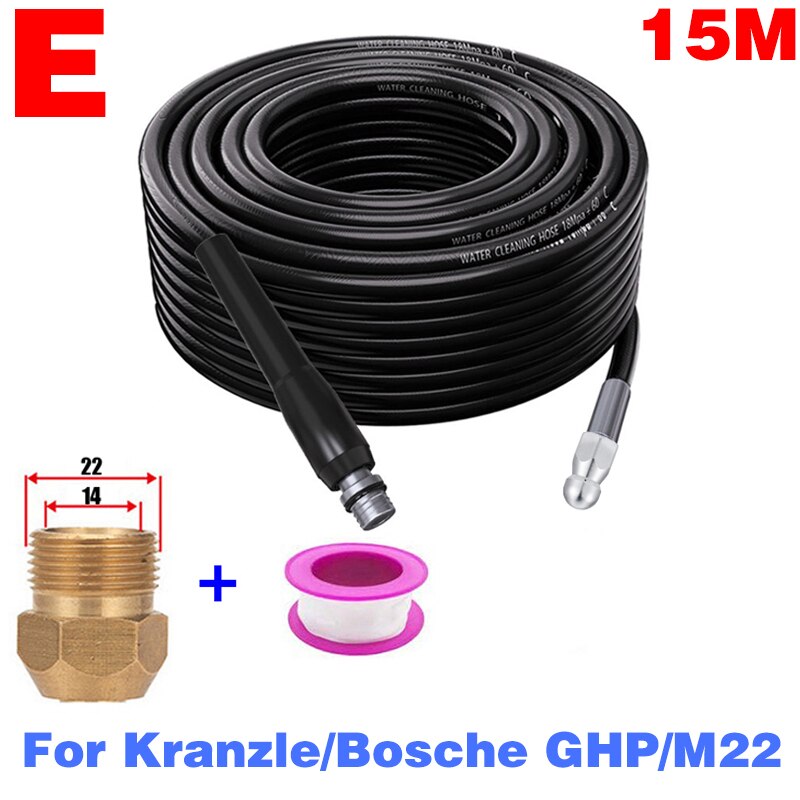 ROUE furet deboucheur canalisation deboucheur canalisation Buse de pour le nettoyage des égouts,tuyau haute pression pour Karcher Bosch Interskol Elitech Nilfisk Huter Stihl Parkside Black Decker netoyeur haut pression: E