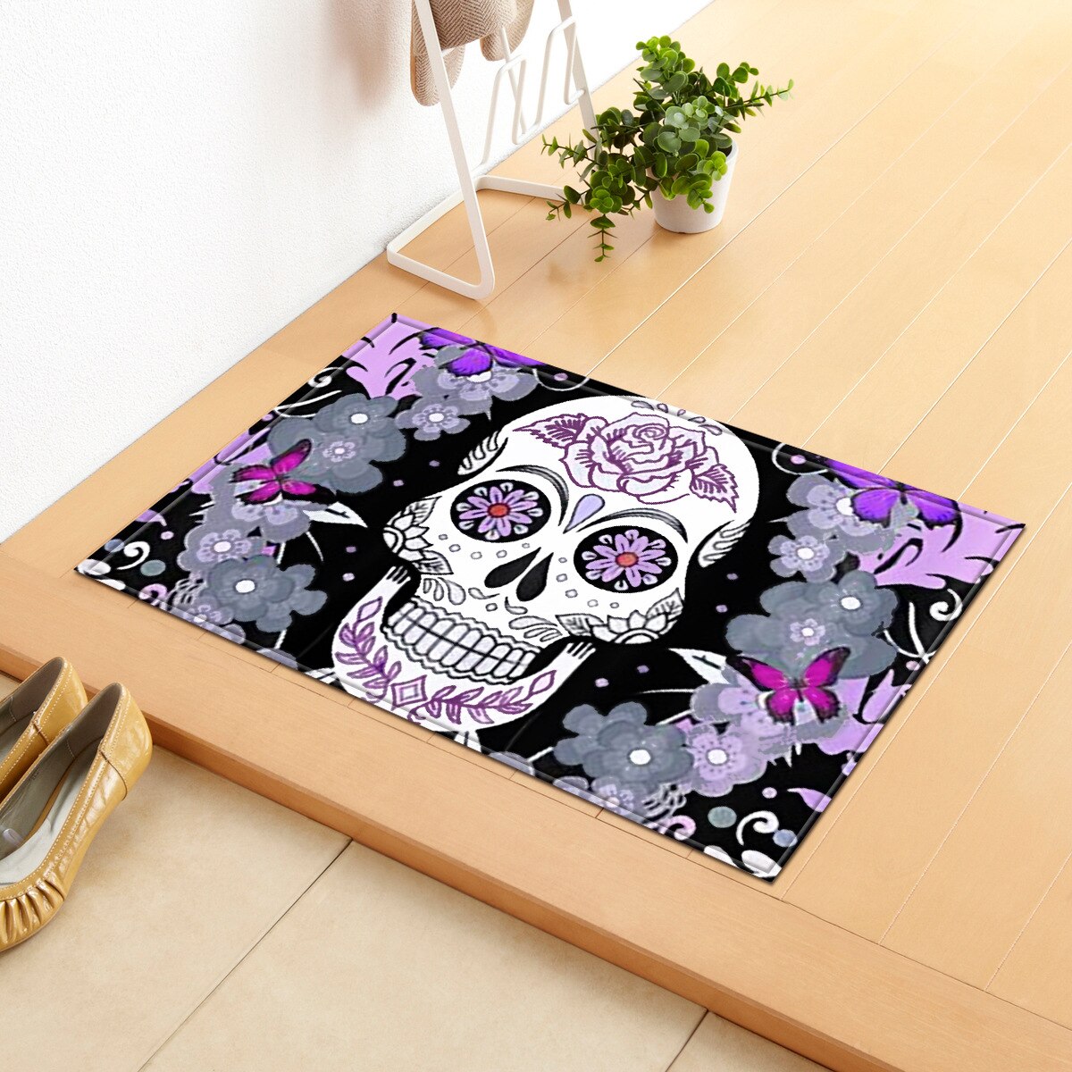 Cool Skull Bath Mat Non-Slip Fleece Toilet Floor Rug Water Dust Absorbing Bathroom Carpet Doormat Soft Halloween Kitchen Blanket: 4